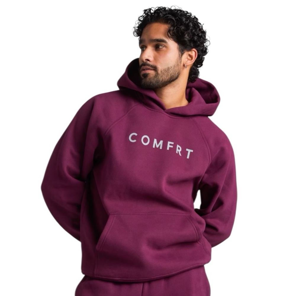 NWT COMFRT Tranquil Limited Edition Plum Hoodie Sweatshirt Size Small - Picture 4 of 4